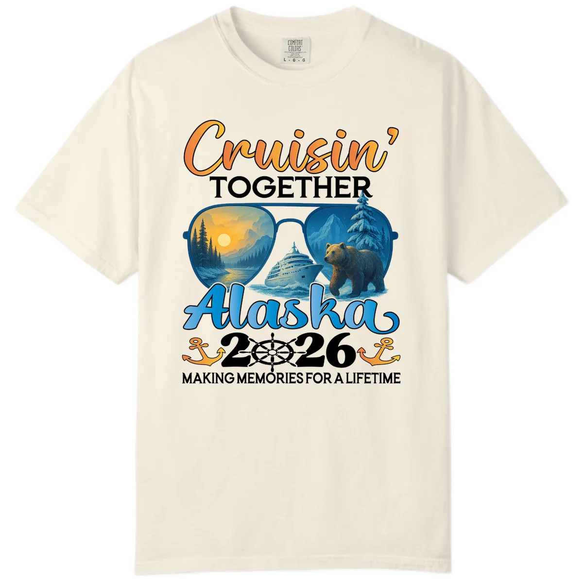 Alaskan Cruise Together 2026 Sunglasses Bear Comfort Color in Ivory