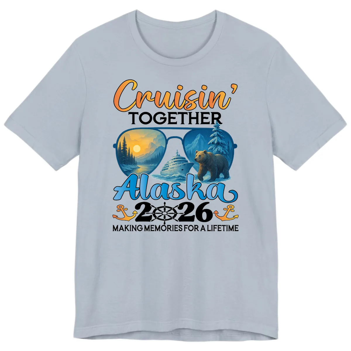 Alaskan Cruise Together 2026 Sunglasses Bear Premium T-Shirt in Light Blue