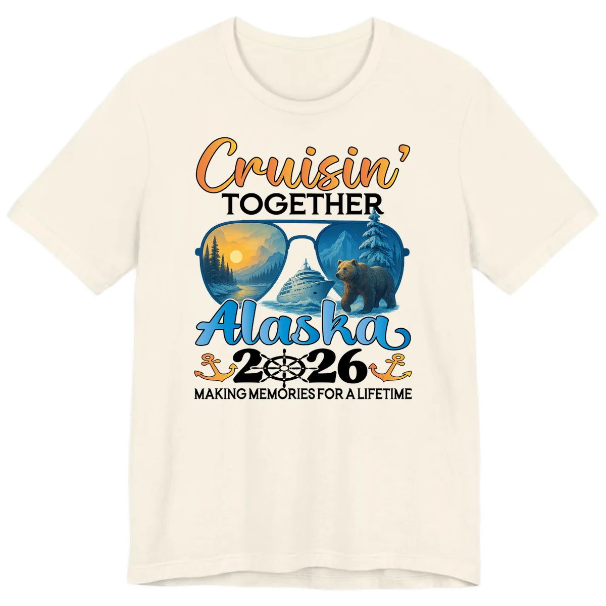 Alaskan Cruise Together 2026 Sunglasses Bear Premium T-Shirt in Natural