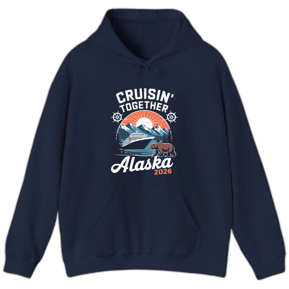 Alaskan Cruise Together Bear Mountains 2026 Hoodie in Navy