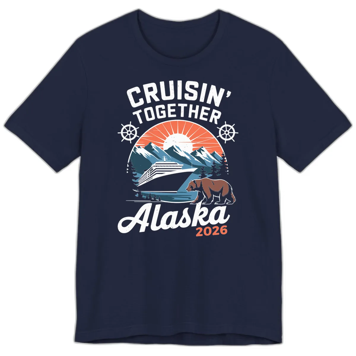 Alaskan Cruise Together Bear Mountains 2026 Premium T-Shirt in Navy