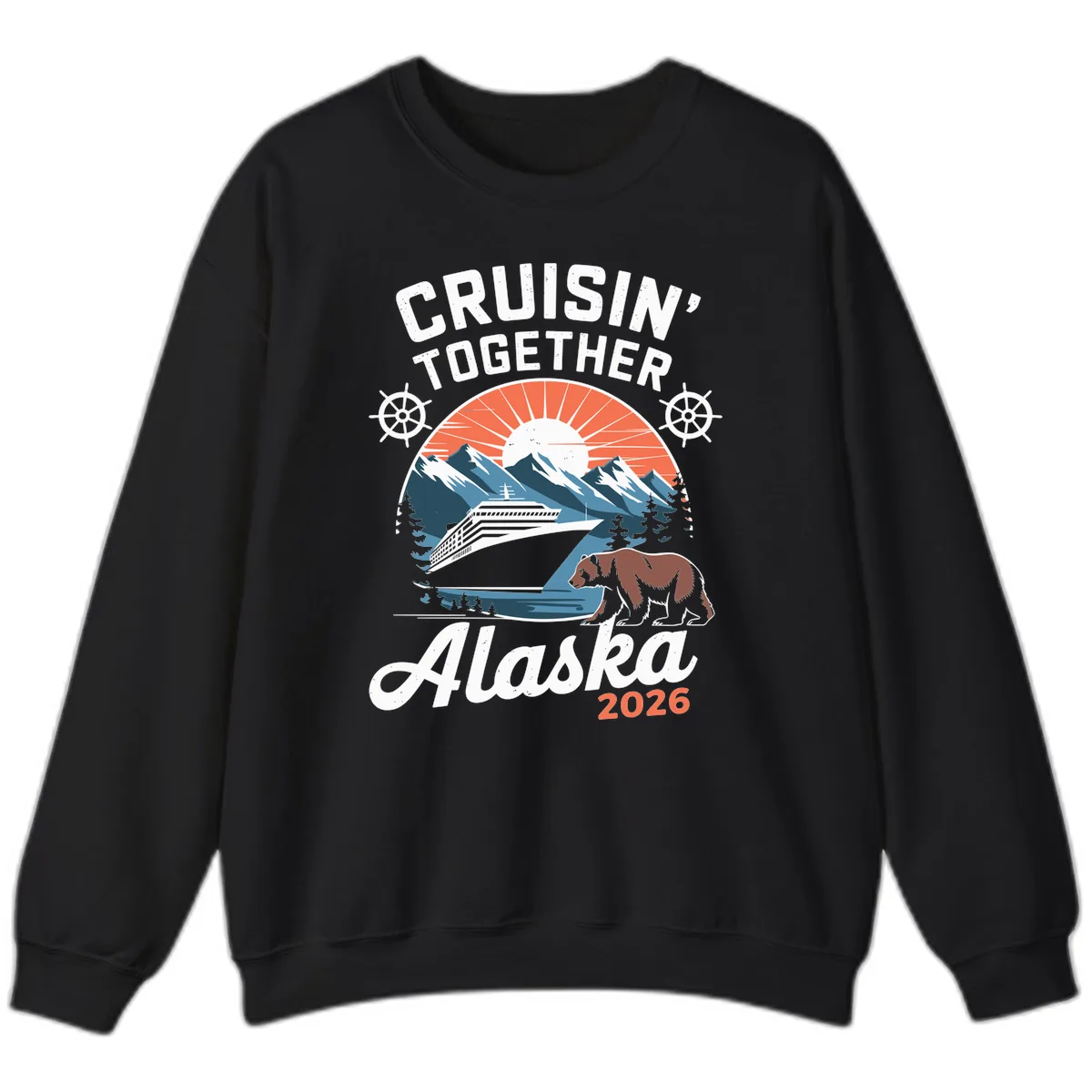 Alaskan Cruise Together Bear Mountains 2026 Sweatshirt in Black