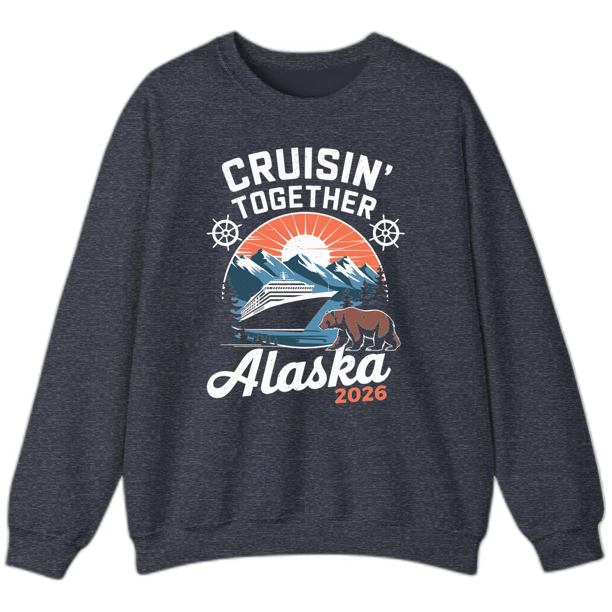 Alaskan Cruise Together Bear Mountains 2026 Sweatshirt in Heather Sport Dark Navy