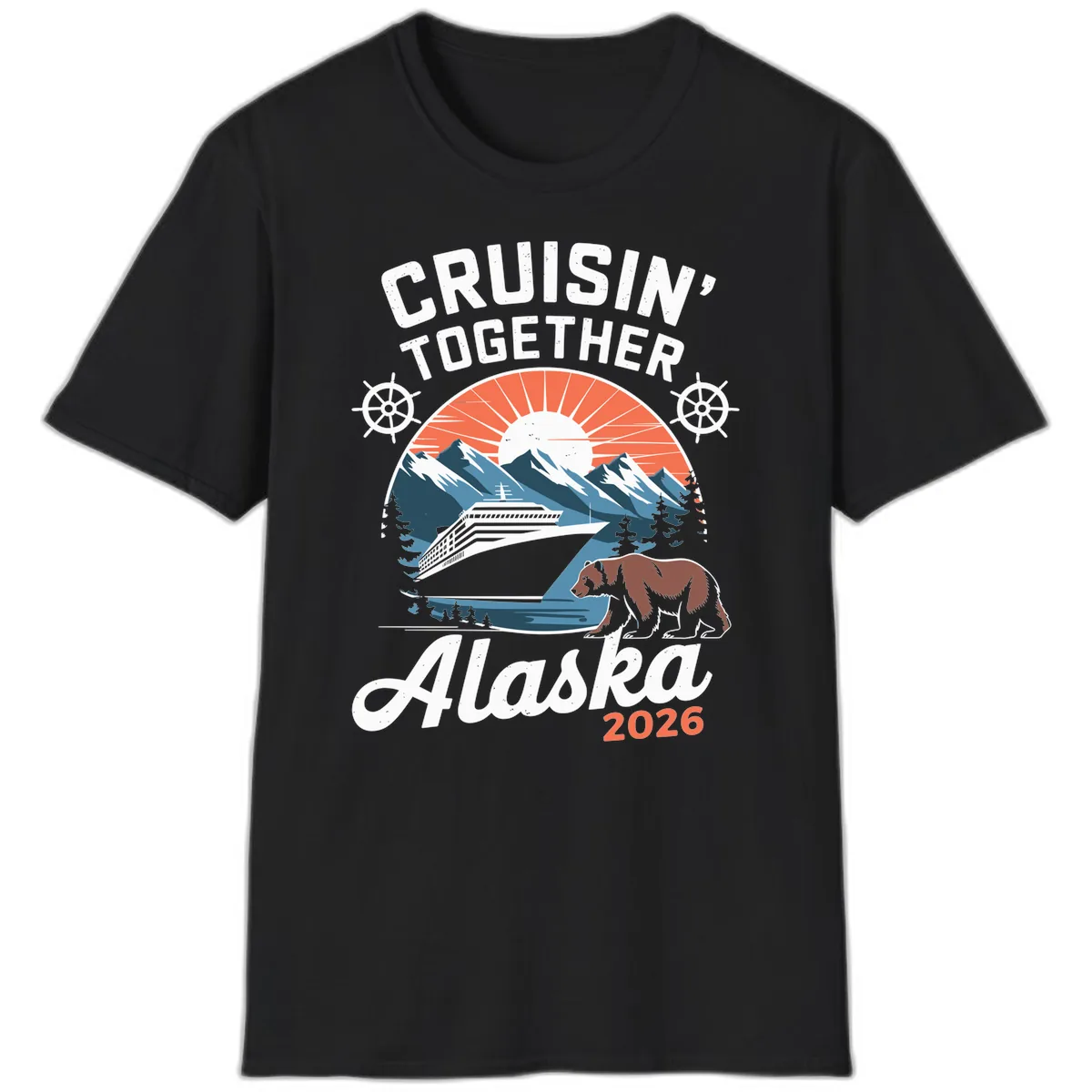 Alaskan Cruise Together Bear Mountains 2026 T-Shirt in Black