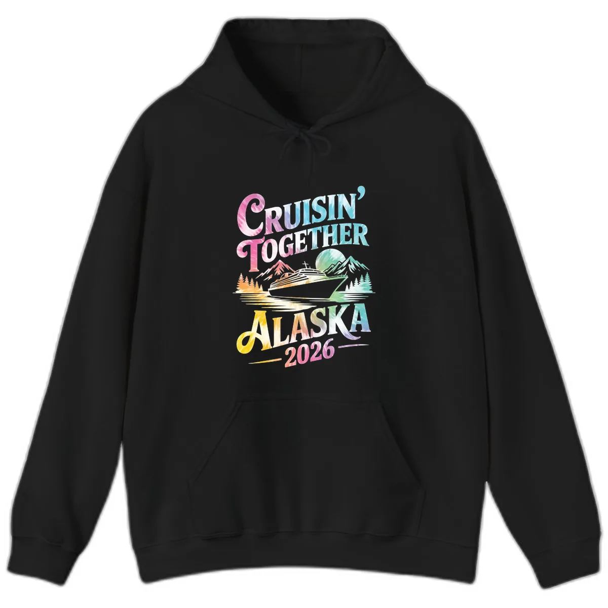 Cruisin' Together Alaska 2026 Tie-Dye Scene Hoodie in Black