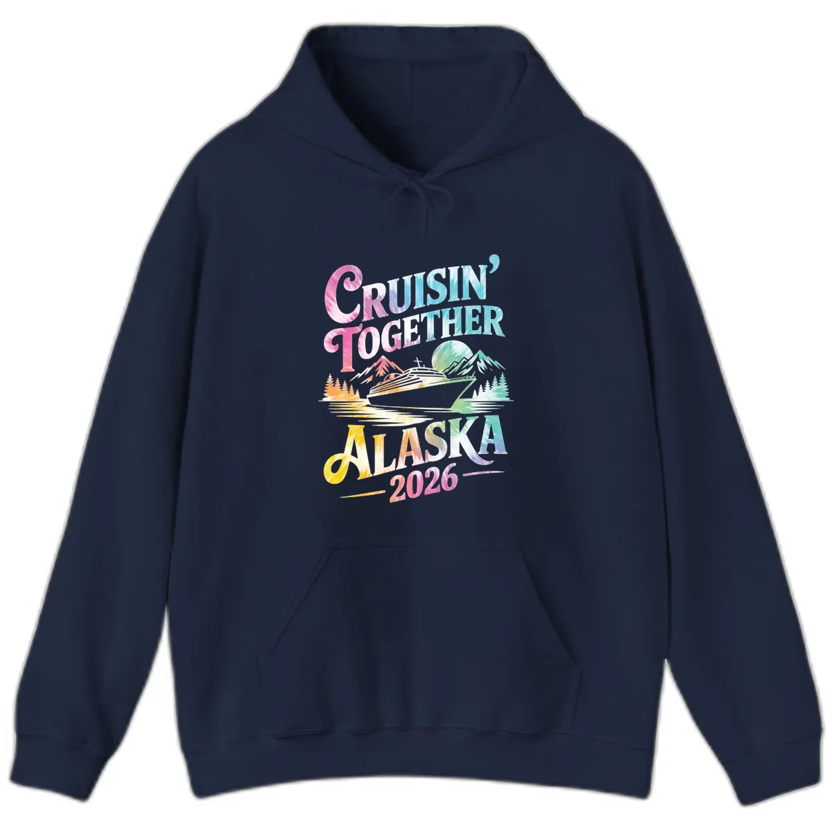 Cruisin' Together Alaska 2026 Tie-Dye Scene Hoodie in Navy