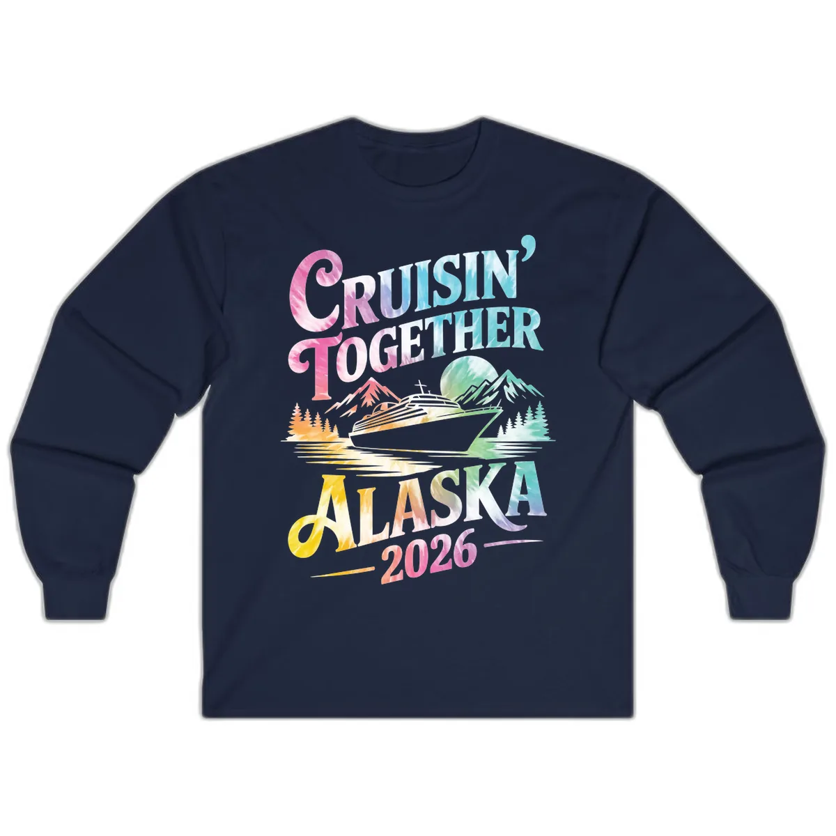Cruisin' Together Alaska 2026 Tie-Dye Scene Long Sleeve in Navy