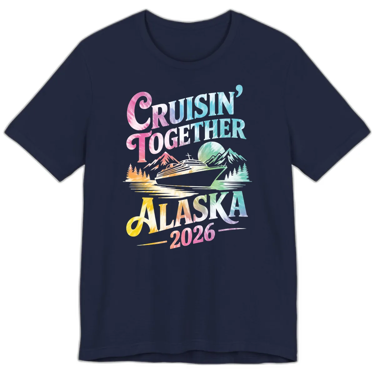 Cruisin' Together Alaska 2026 Tie-Dye Scene Premium T-Shirt in Navy
