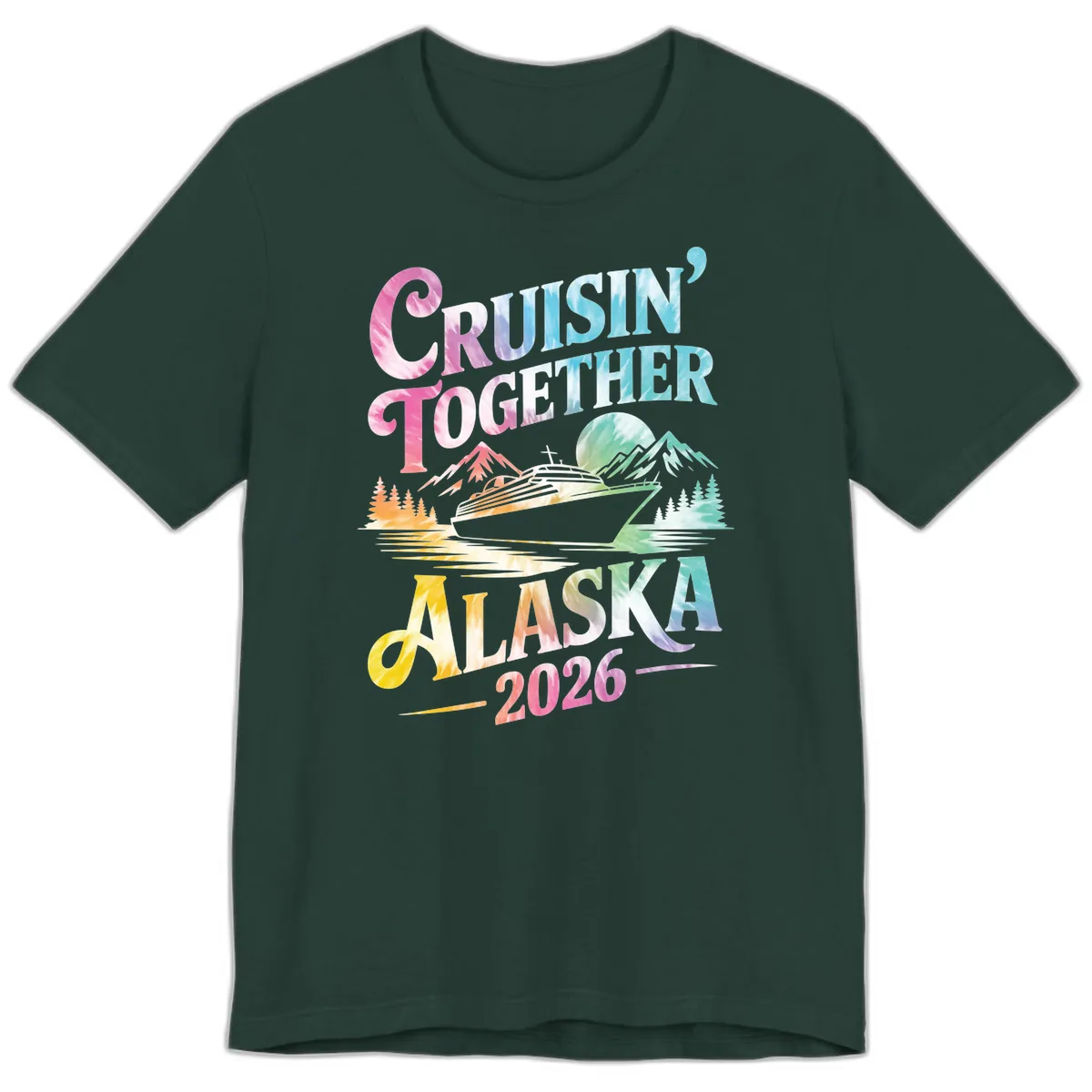 Cruisin' Together Alaska 2026 Tie-Dye Scene Premium T-Shirt in Forest
