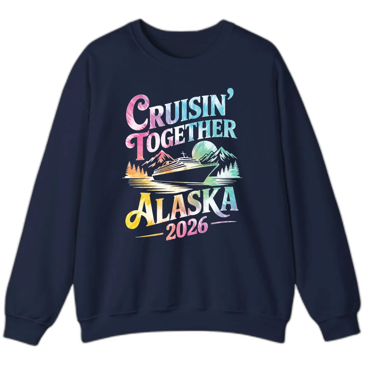 Cruisin' Together Alaska 2026 Tie-Dye Scene Sweatshirt in Navy