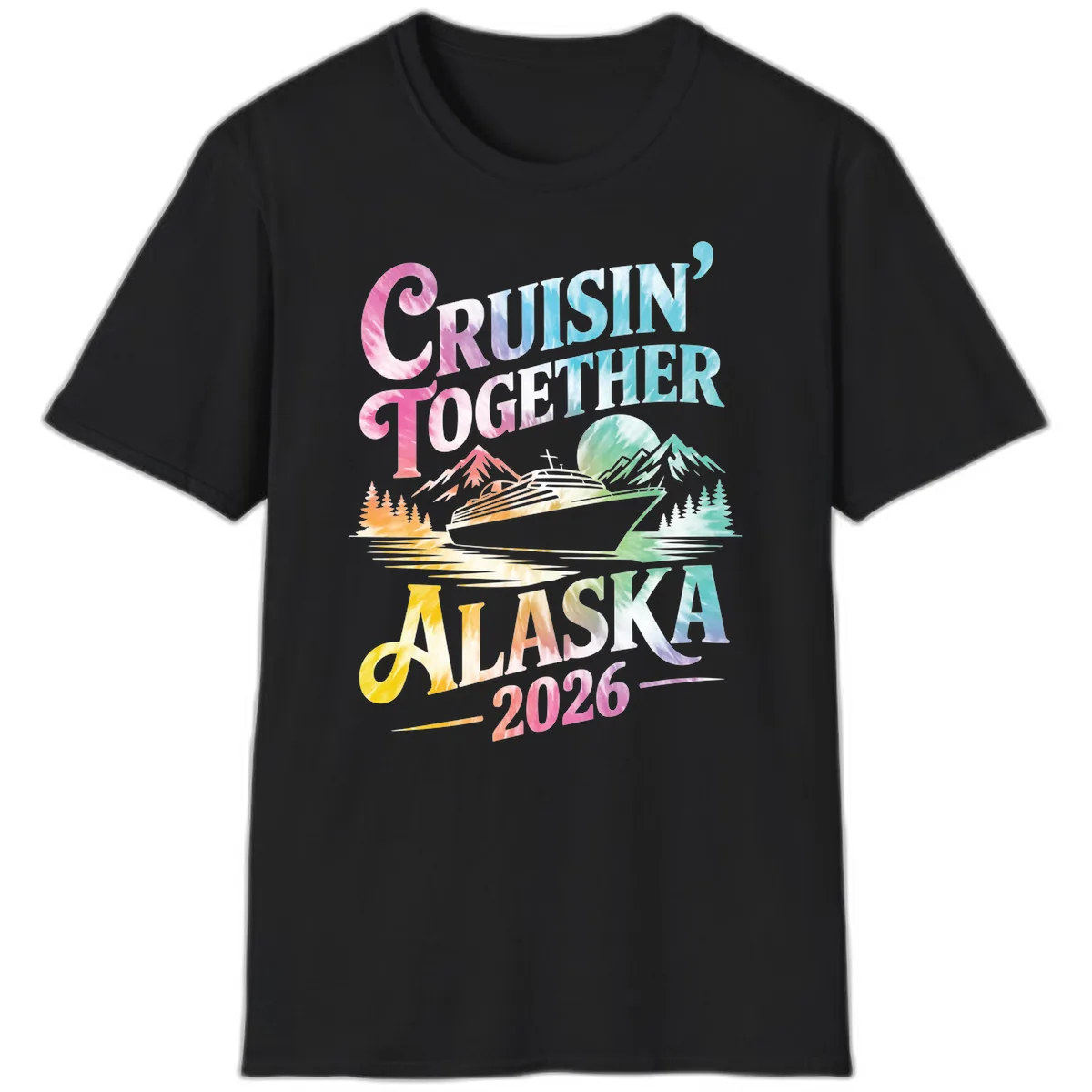 Cruisin' Together Alaska 2026 Tie-Dye Scene T-Shirt in Black