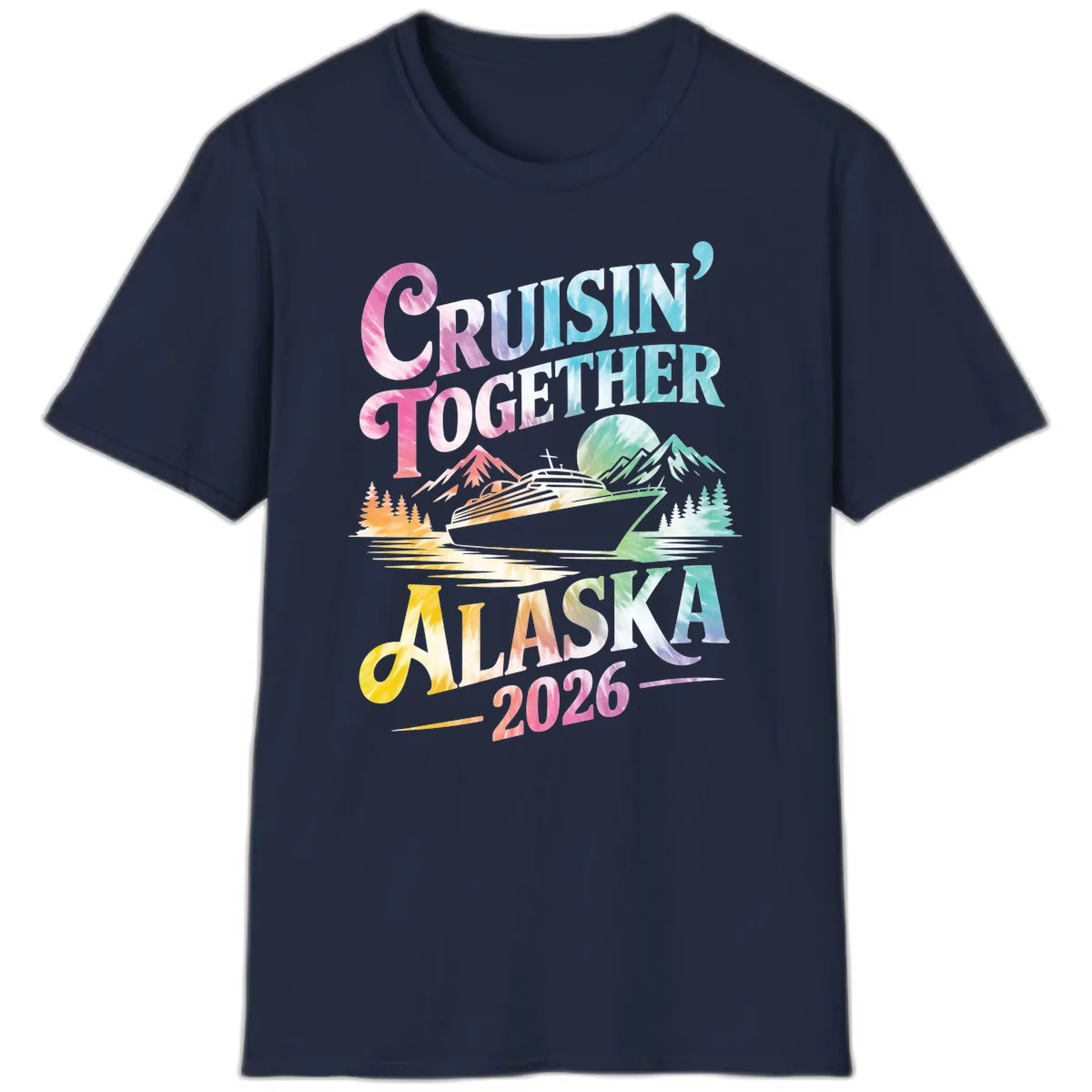 Cruisin' Together Alaska 2026 Tie-Dye Scene T-Shirt in Navy