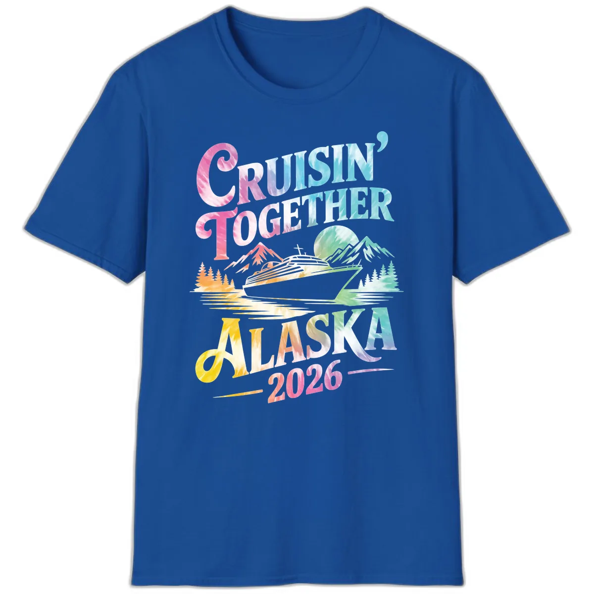 Cruisin' Together Alaska 2026 Tie-Dye Scene T-Shirt in Royal