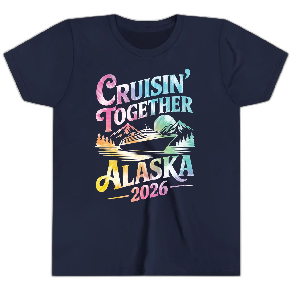 Cruisin' Together Alaska 2026 Tie-Dye Scene Youth T-Shirt in Navy