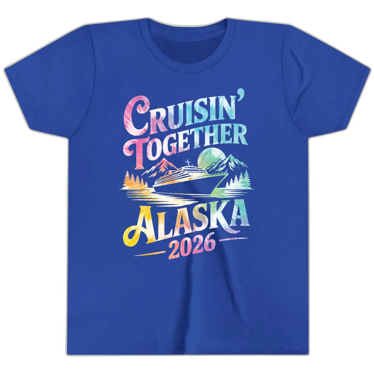 Cruisin' Together Alaska 2026 Tie-Dye Scene Youth T-Shirt in True Royal