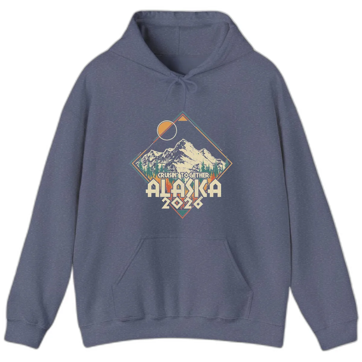 Cruisin' Together Alaska 2026 Mountain Frame Hoodie in Heather Navy