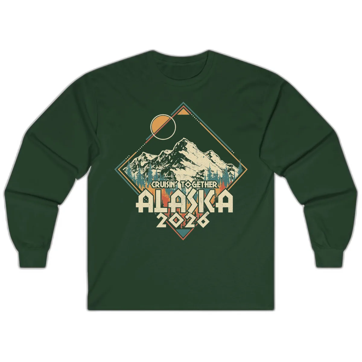 Cruisin' Together Alaska 2026 Mountain Frame Long Sleeve in Forest Green