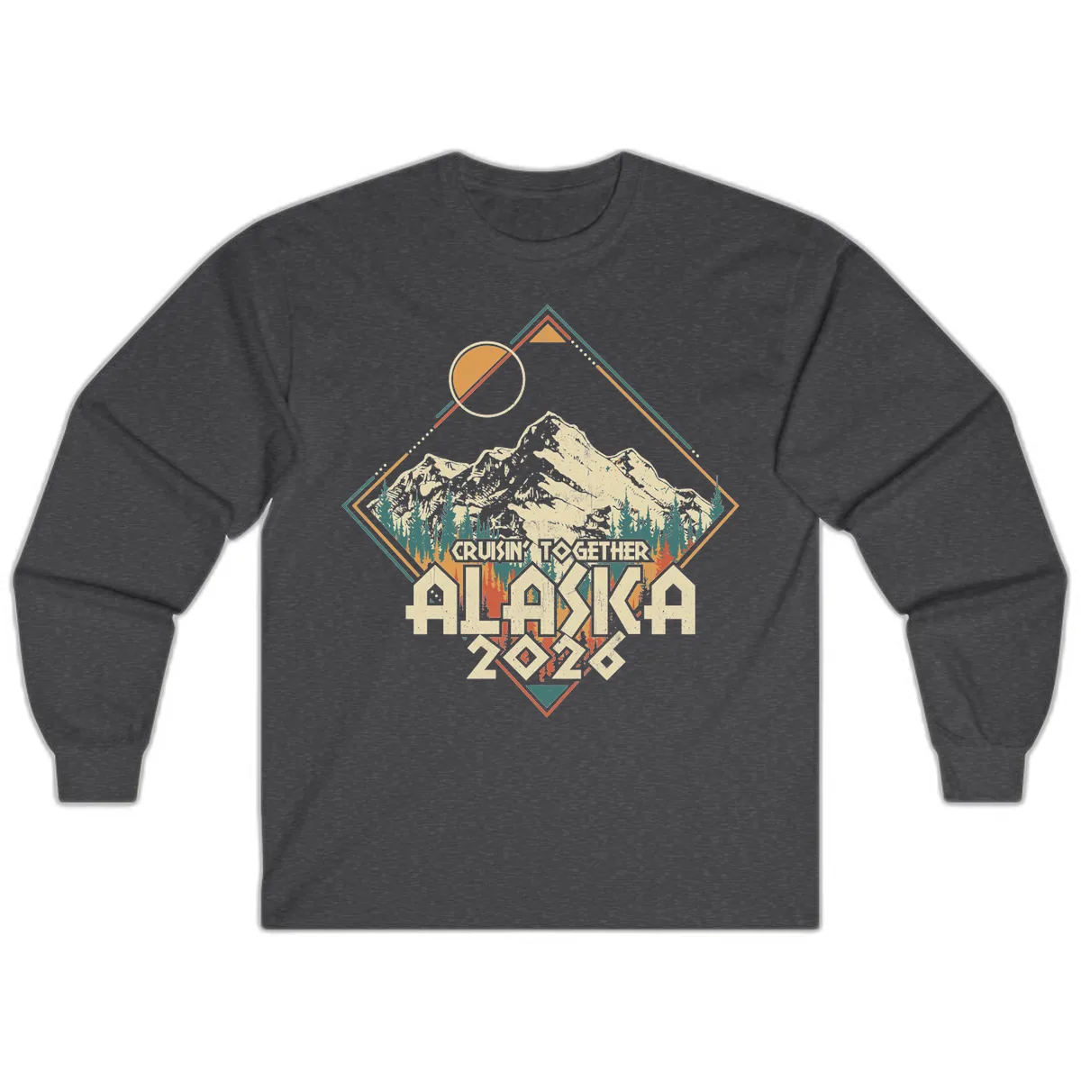 Cruisin' Together Alaska 2026 Mountain Frame Long Sleeve in Dark Heather