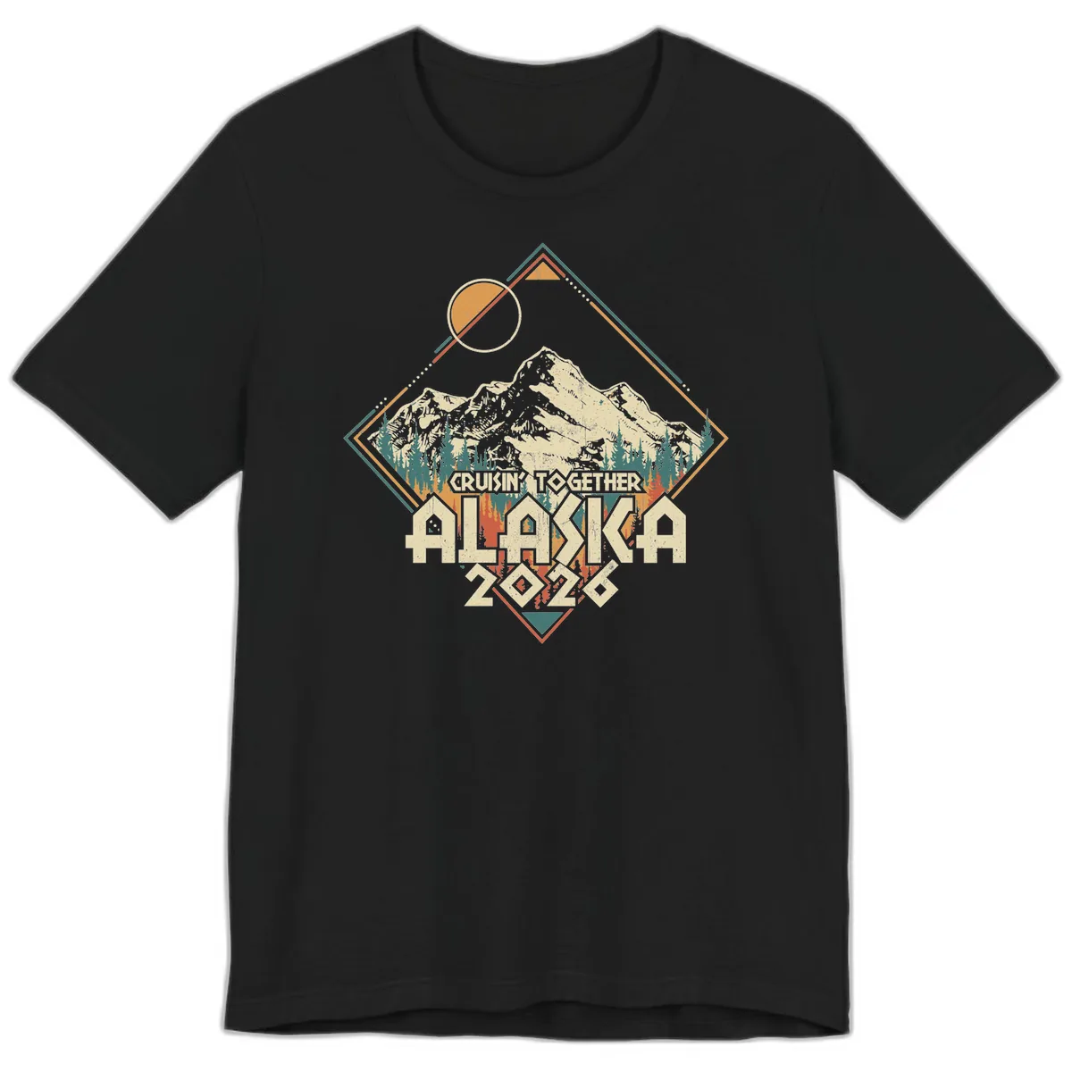 Cruisin' Together Alaska 2026 Mountain Frame Premium T-Shirt in Black