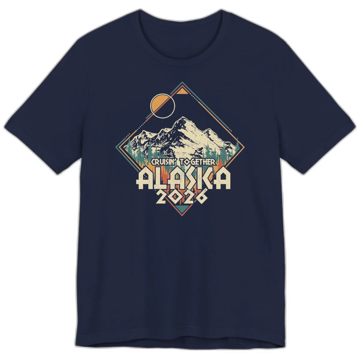 Cruisin' Together Alaska 2026 Mountain Frame Premium T-Shirt in Navy