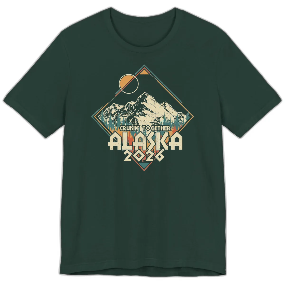 Cruisin' Together Alaska 2026 Mountain Frame Premium T-Shirt in Forest