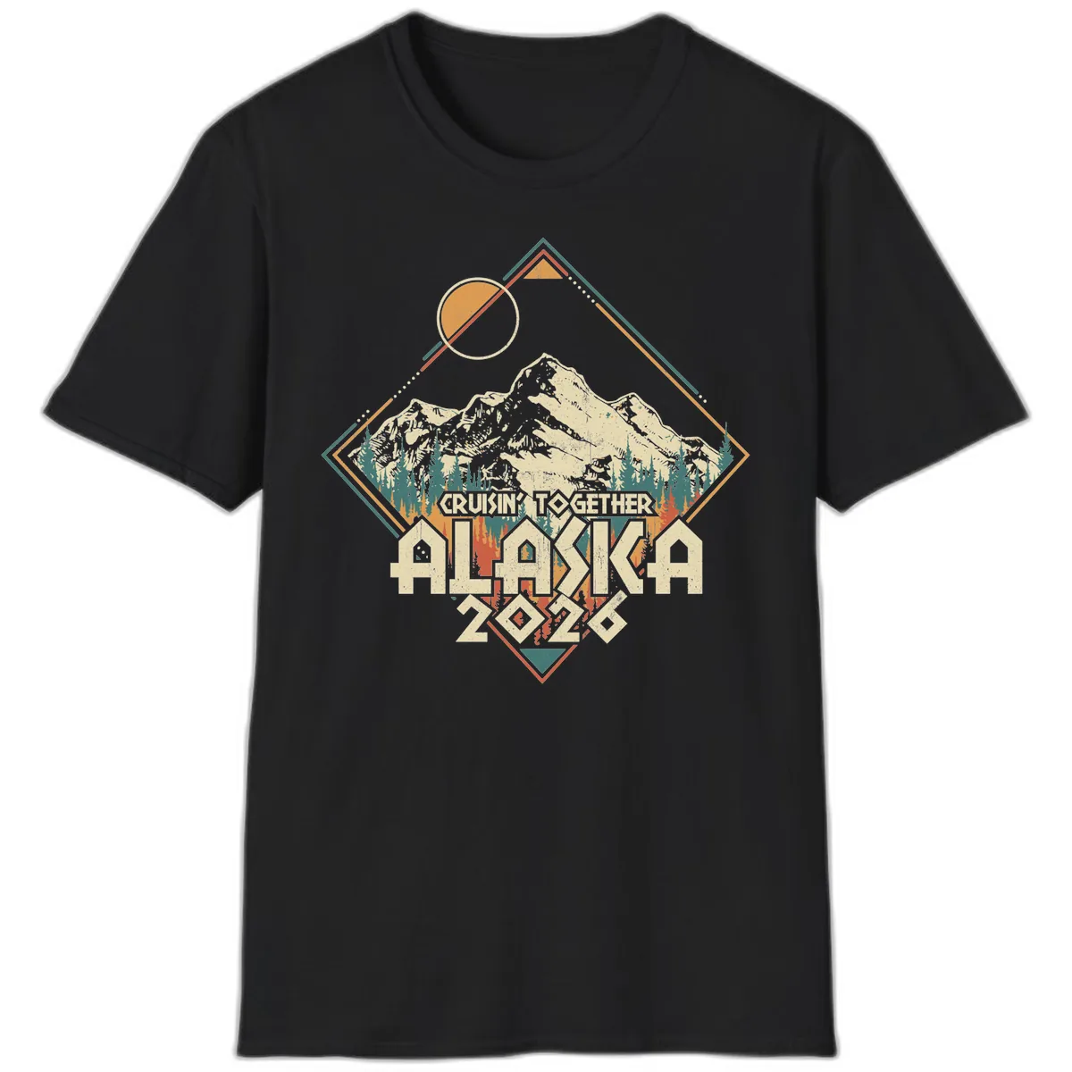 Cruisin' Together Alaska 2026 Mountain Frame T-Shirt in Black