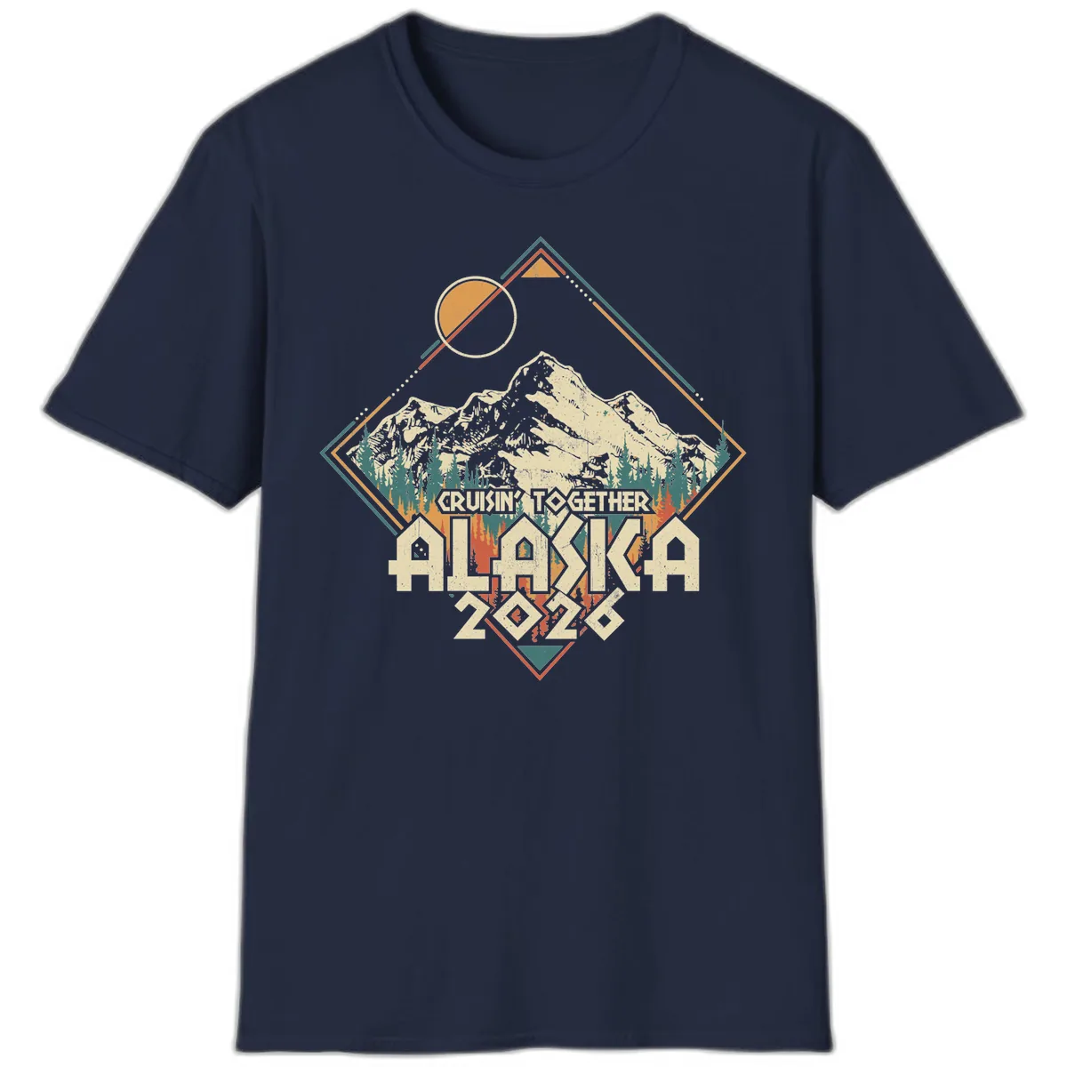 Cruisin' Together Alaska 2026 Mountain Frame T-Shirt in Navy