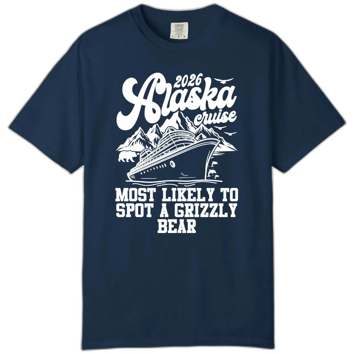 2026 Alaska Cruise Grizzly Bear Spotting Comfort Color in True Navy