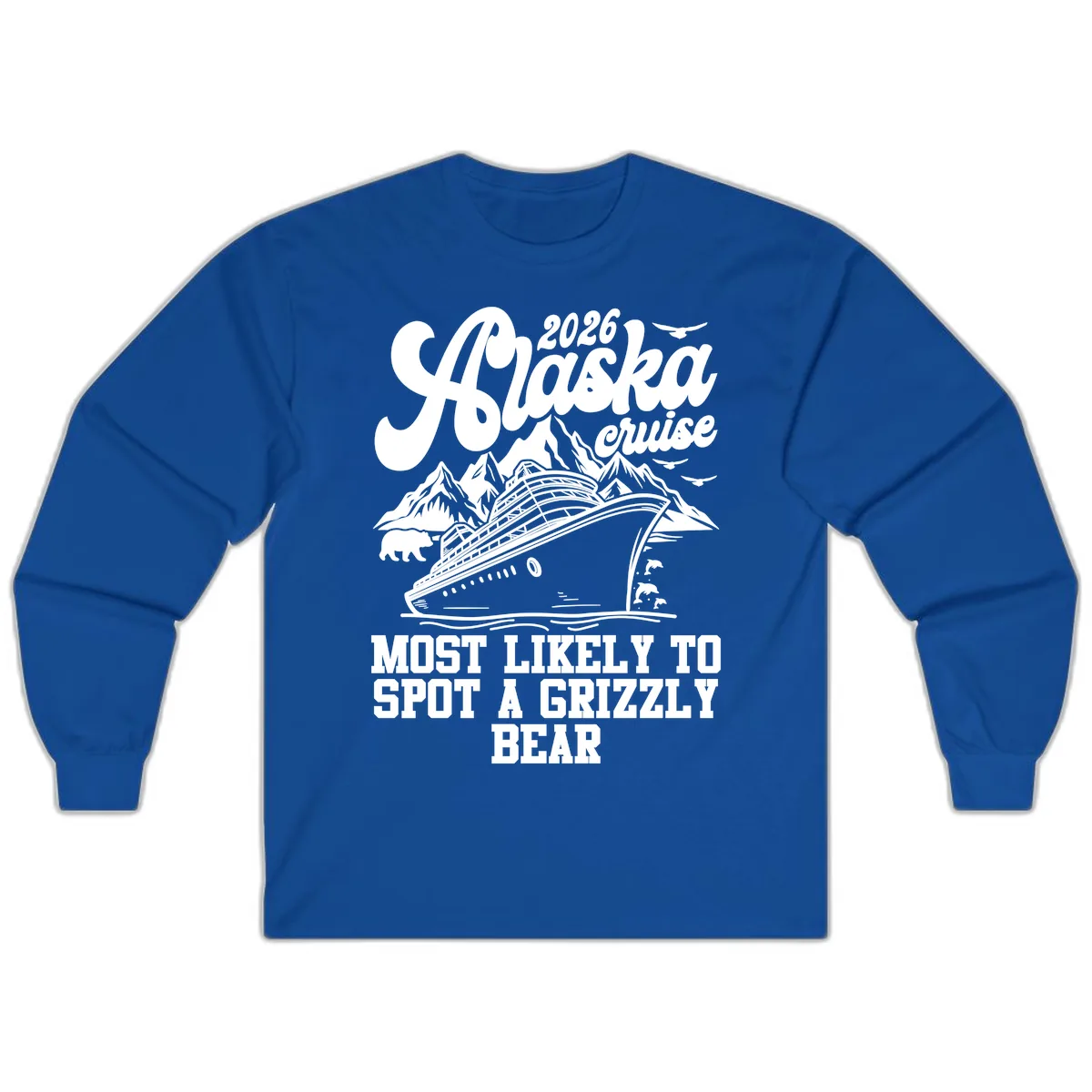 2026 Alaska Cruise Grizzly Bear Spotting Long Sleeve in Royal