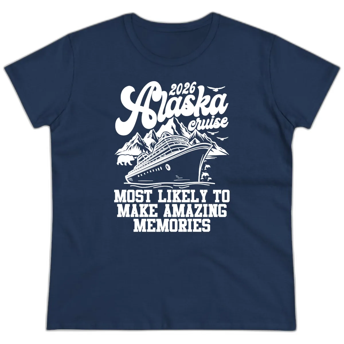 2026 Alaska Cruise Amazing Memories Ladies Tee in Navy