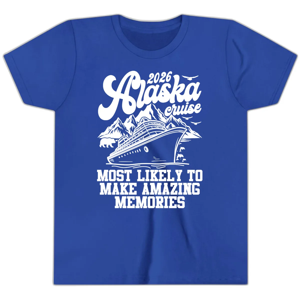 2026 Alaska Cruise Amazing Memories Youth T-Shirt in True Royal