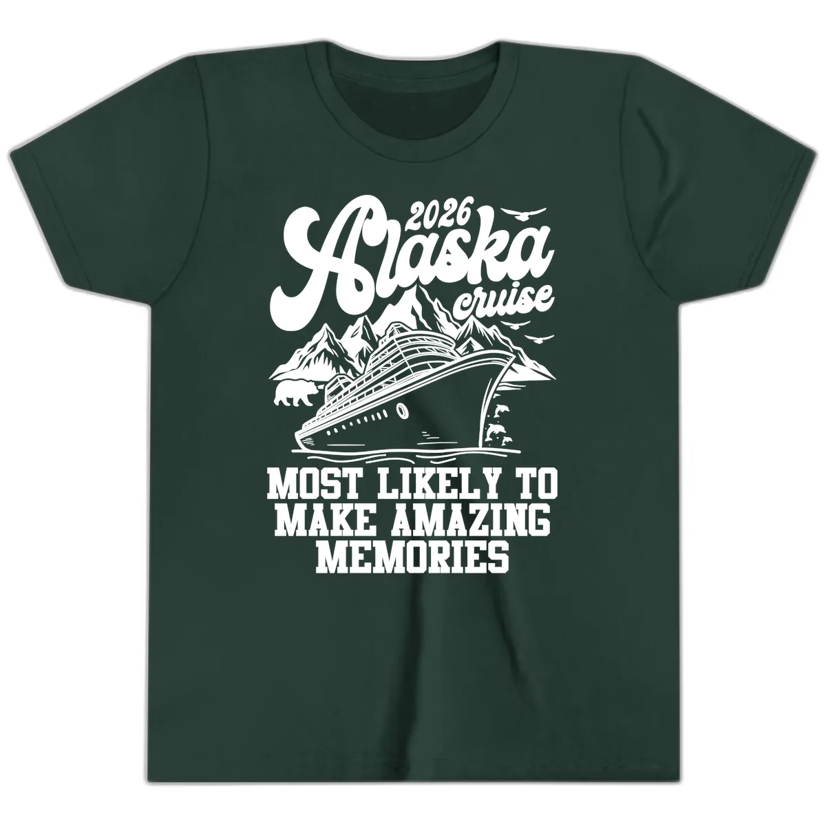 2026 Alaska Cruise Amazing Memories Youth T-Shirt in Forest