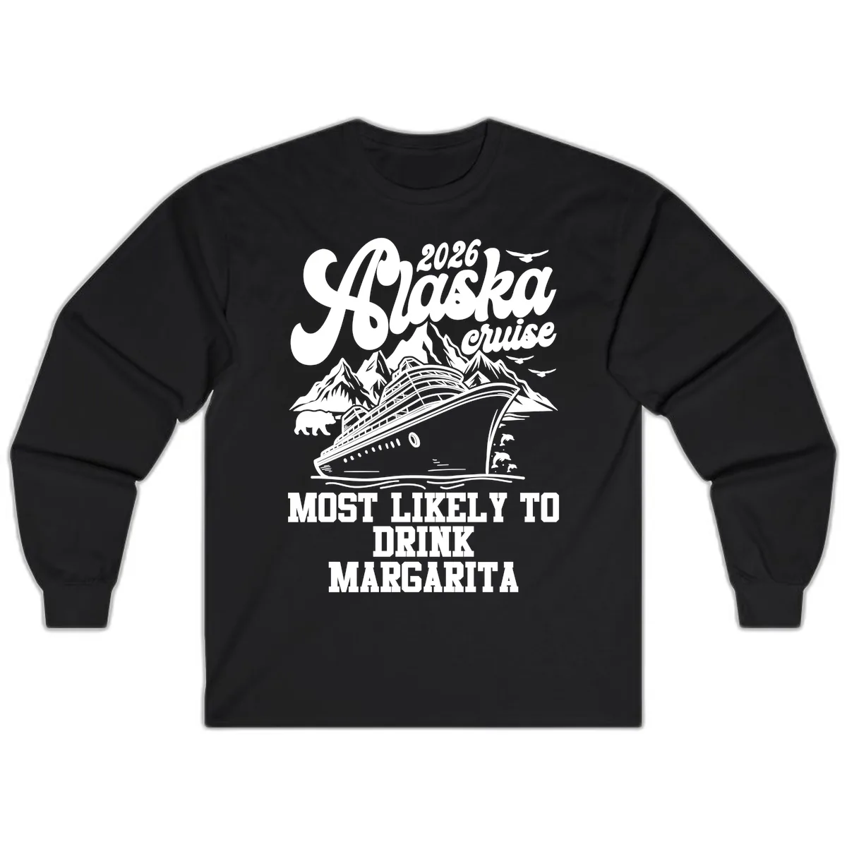 2026 Alaska Cruise Margarita Fan Long Sleeve in Black