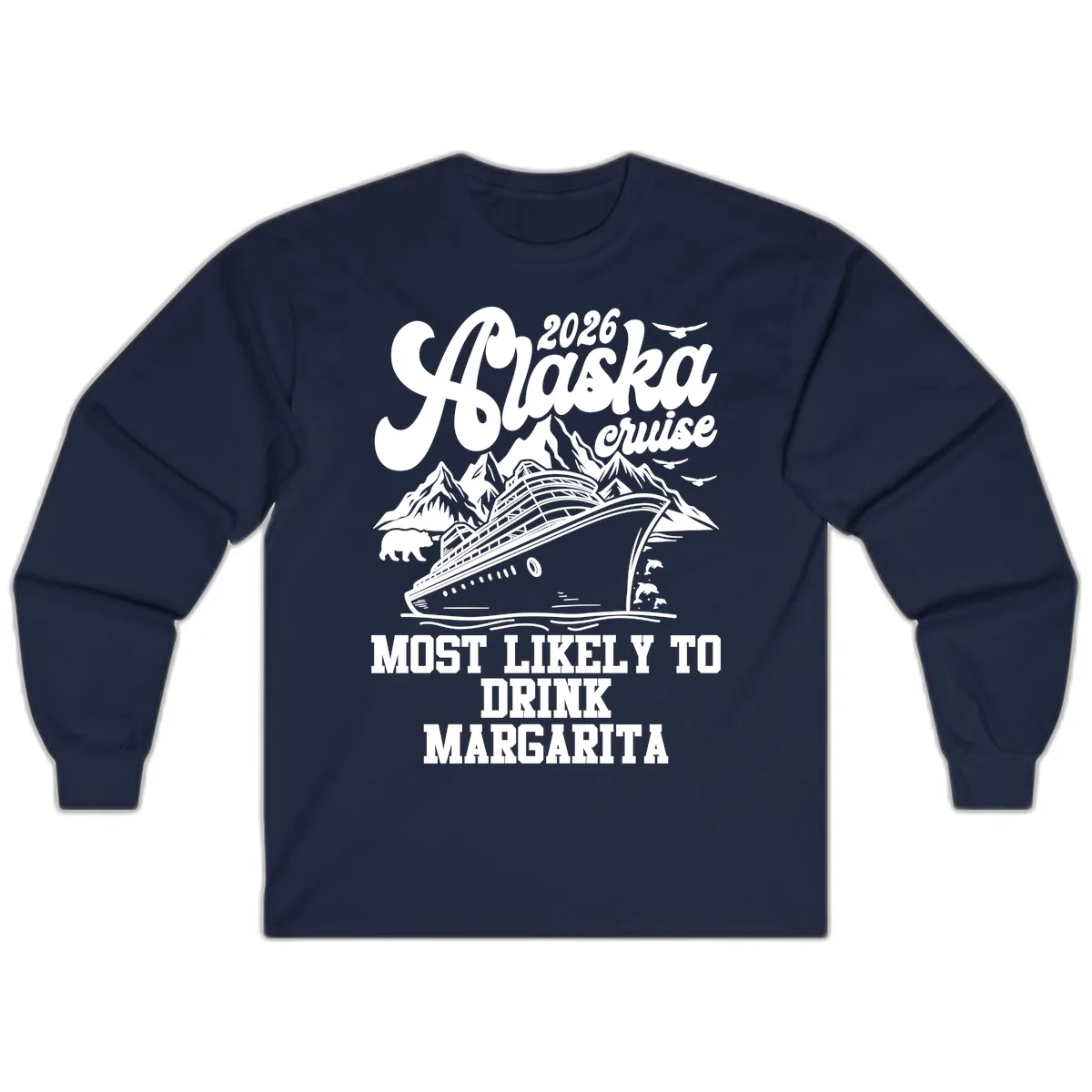 2026 Alaska Cruise Margarita Fan Long Sleeve in Navy