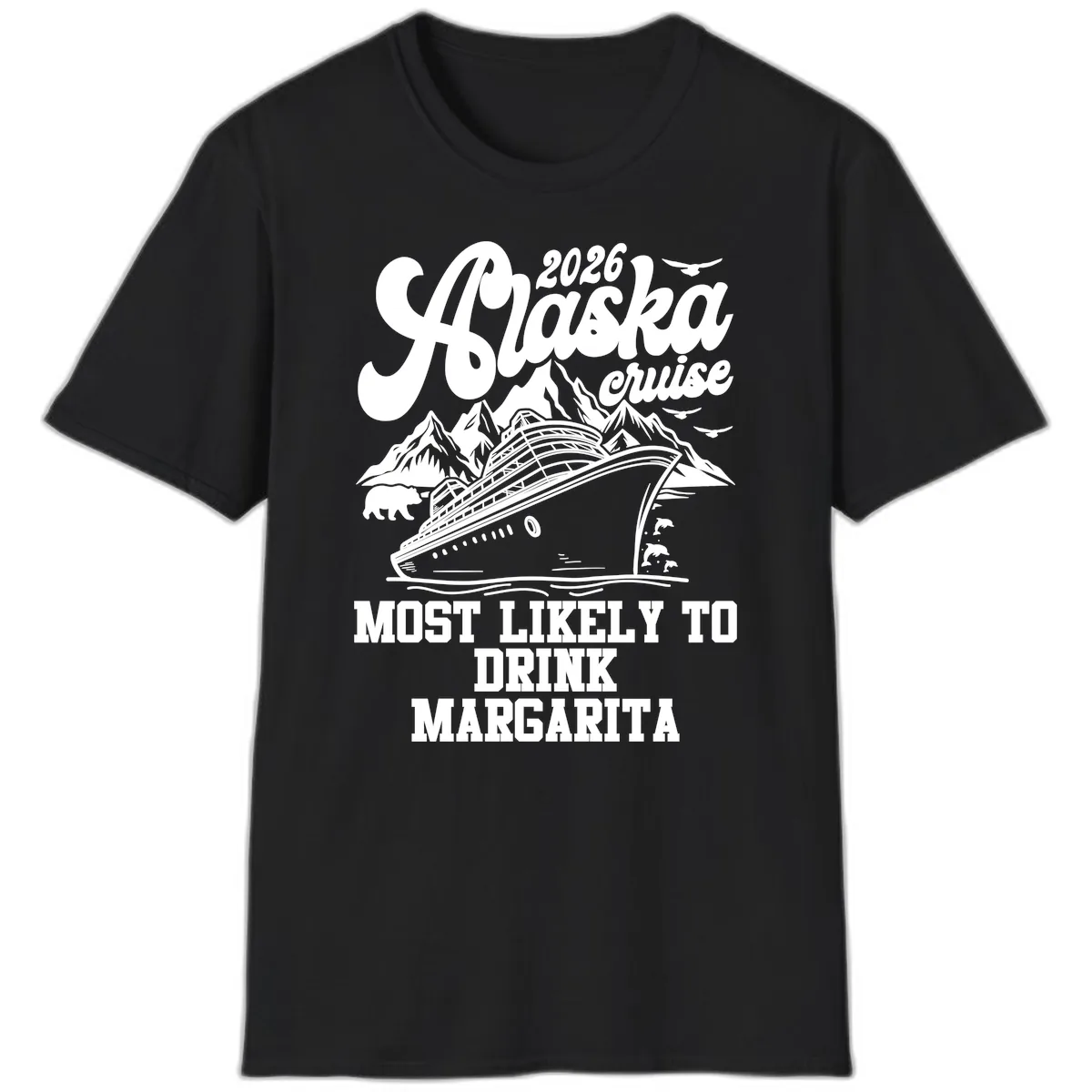 2026 Alaska Cruise Margarita Fan T-Shirt in Black