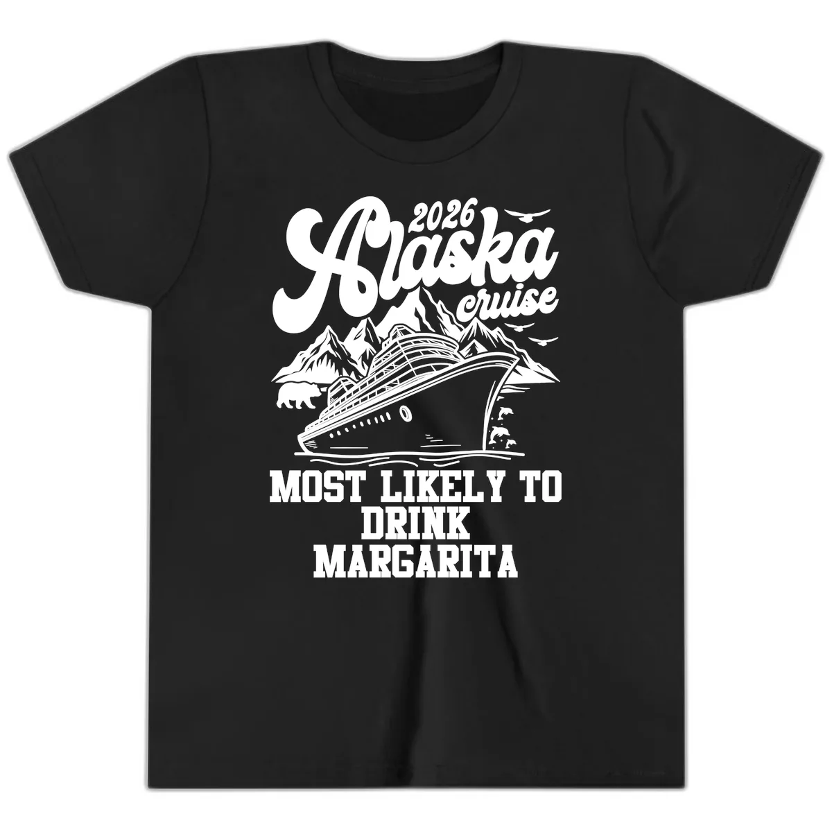 2026 Alaska Cruise Margarita Fan Youth T-Shirt in Black