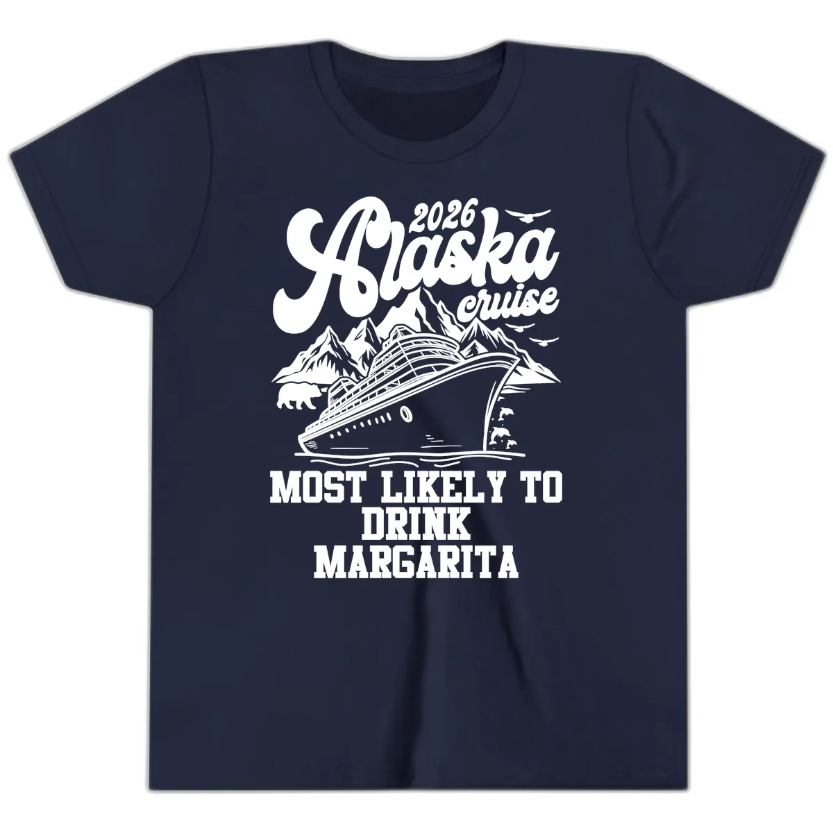 2026 Alaska Cruise Margarita Fan Youth T-Shirt in Navy