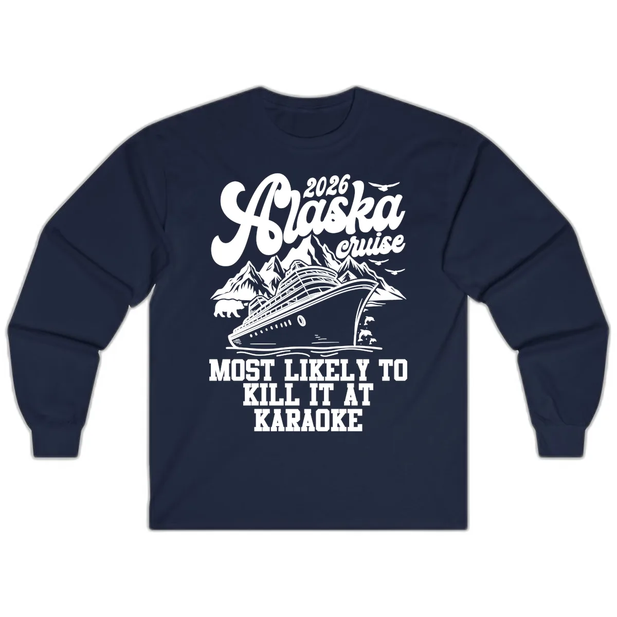 2026 Alaska Cruise Karaoke Star Design Long Sleeve in Navy