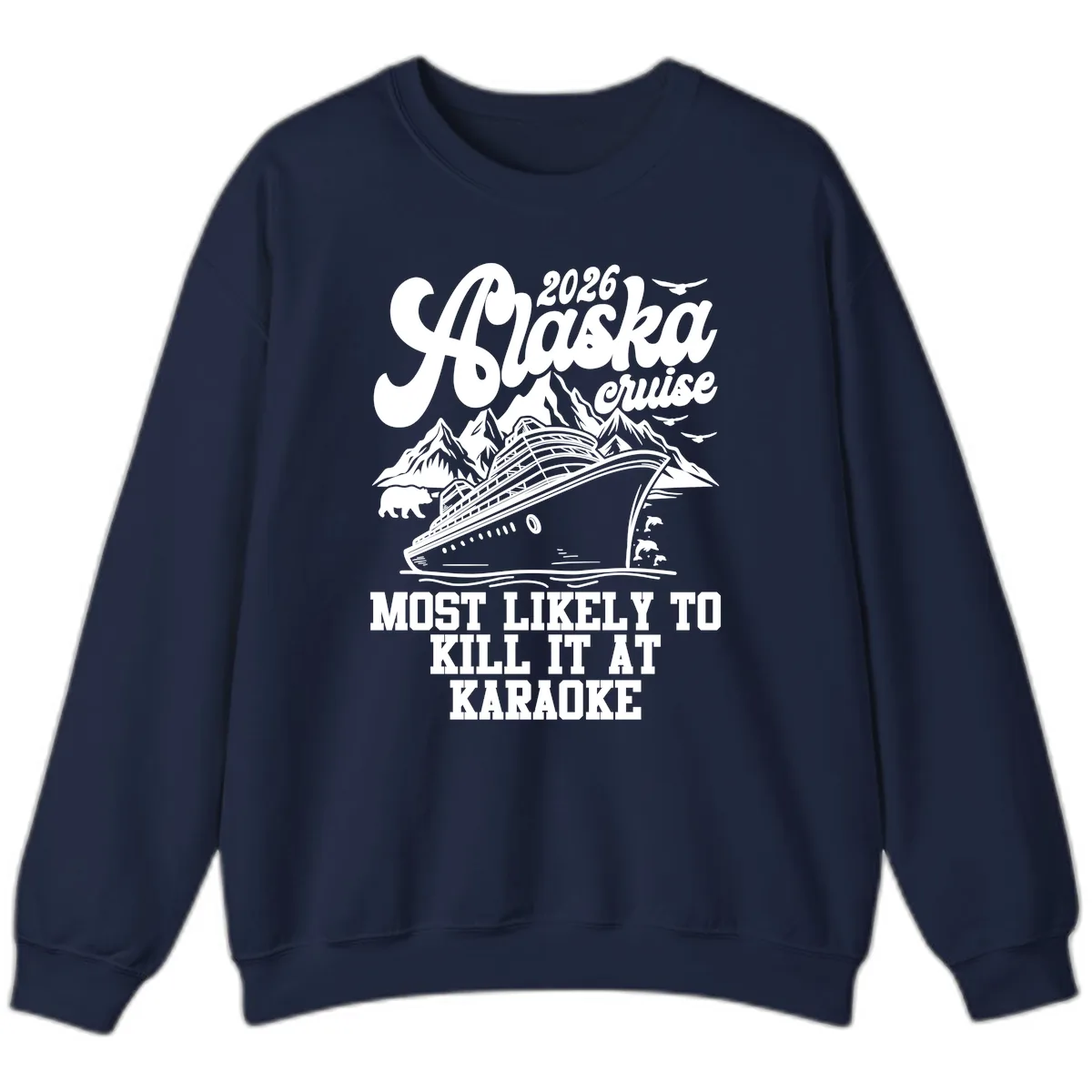 2026 Alaska Cruise Karaoke Star Design Sweatshirt in Navy