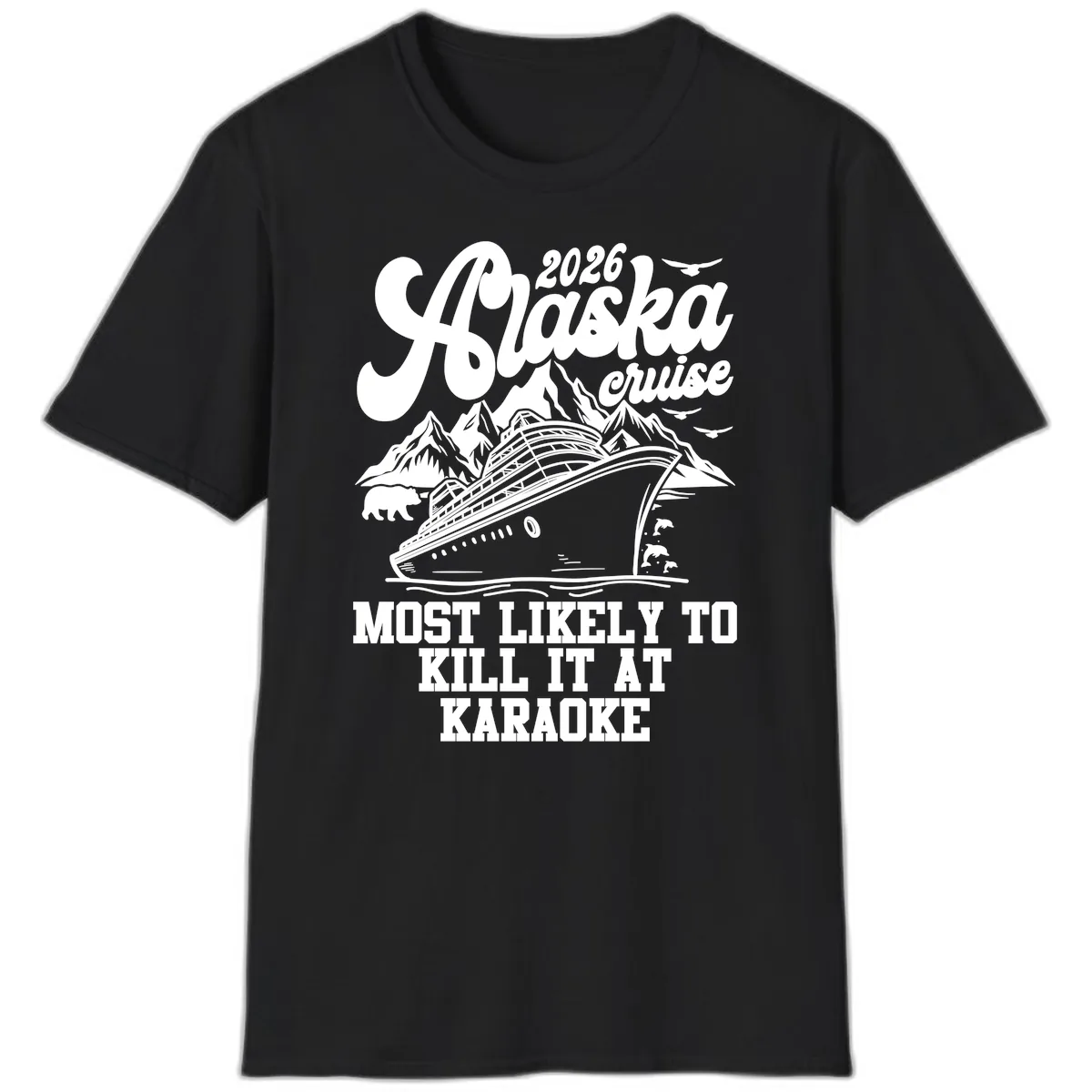 2026 Alaska Cruise Karaoke Star Design T-Shirt in Black