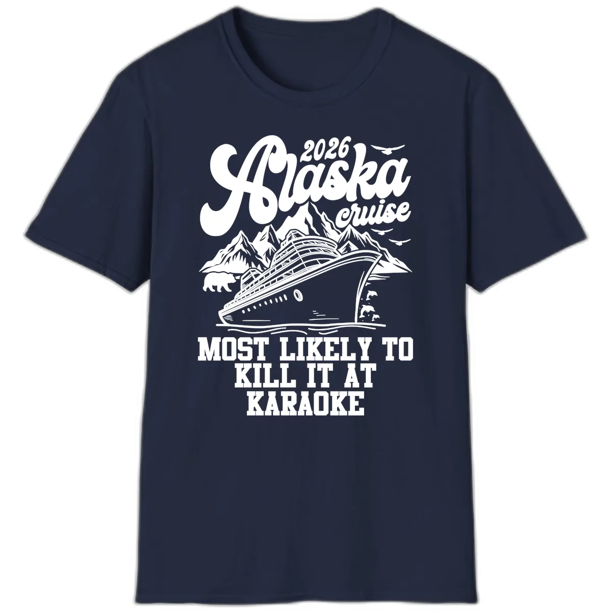 2026 Alaska Cruise Karaoke Star Design T-Shirt in Navy