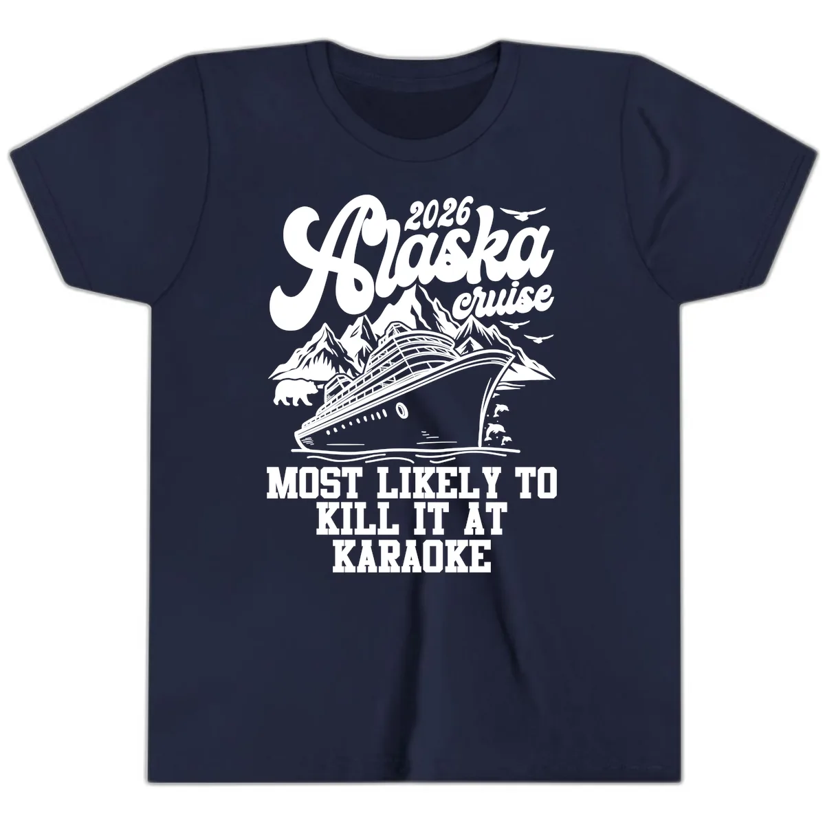 2026 Alaska Cruise Karaoke Star Design Youth T-Shirt in Navy