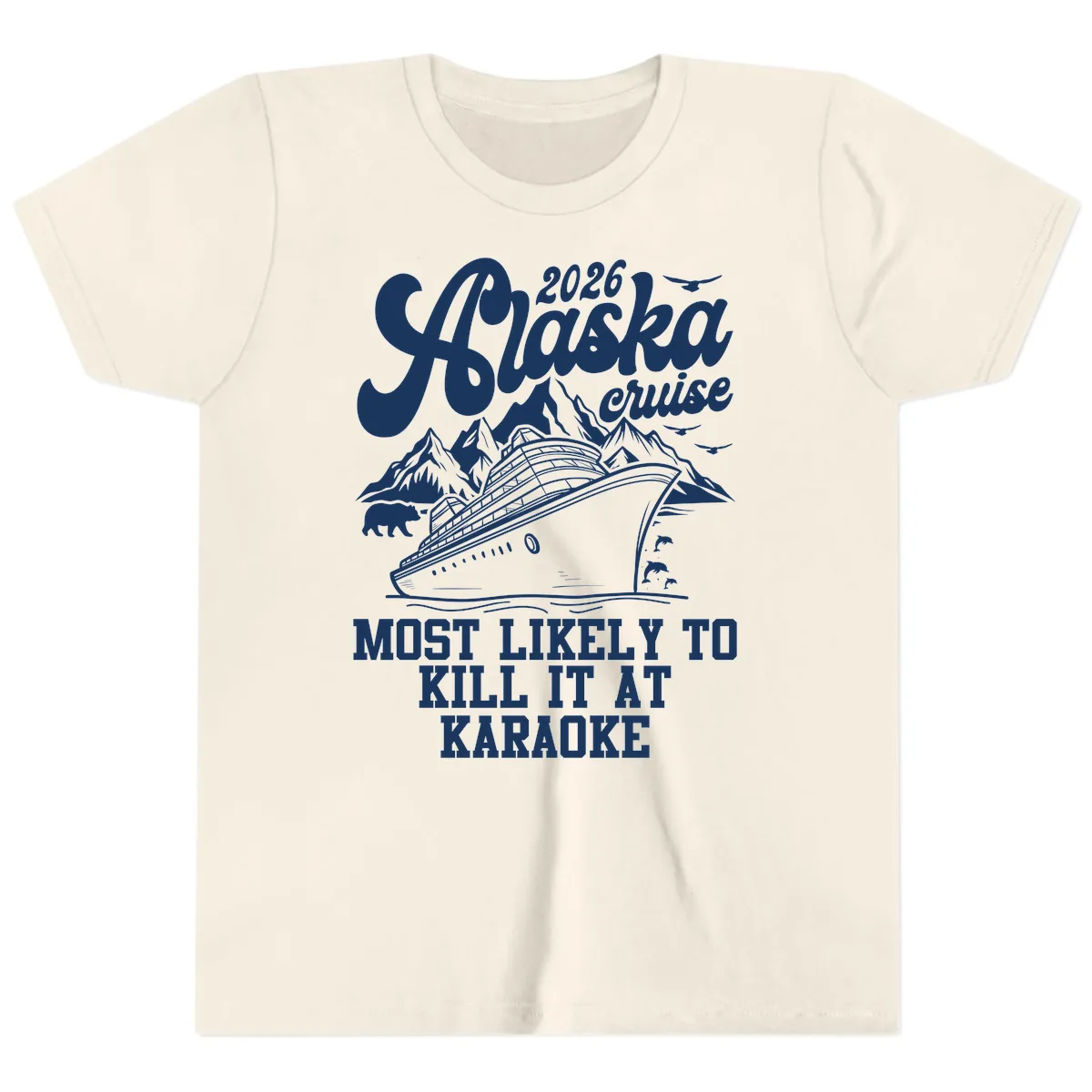 2026 Alaska Cruise Karaoke Star Design Youth T-Shirt in Natural