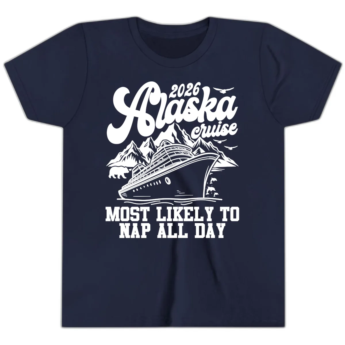2026 Alaska Cruise Nap Day Scenic Youth T-Shirt in Navy