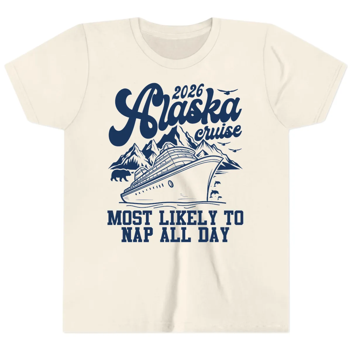 2026 Alaska Cruise Nap Day Scenic Youth T-Shirt in Natural