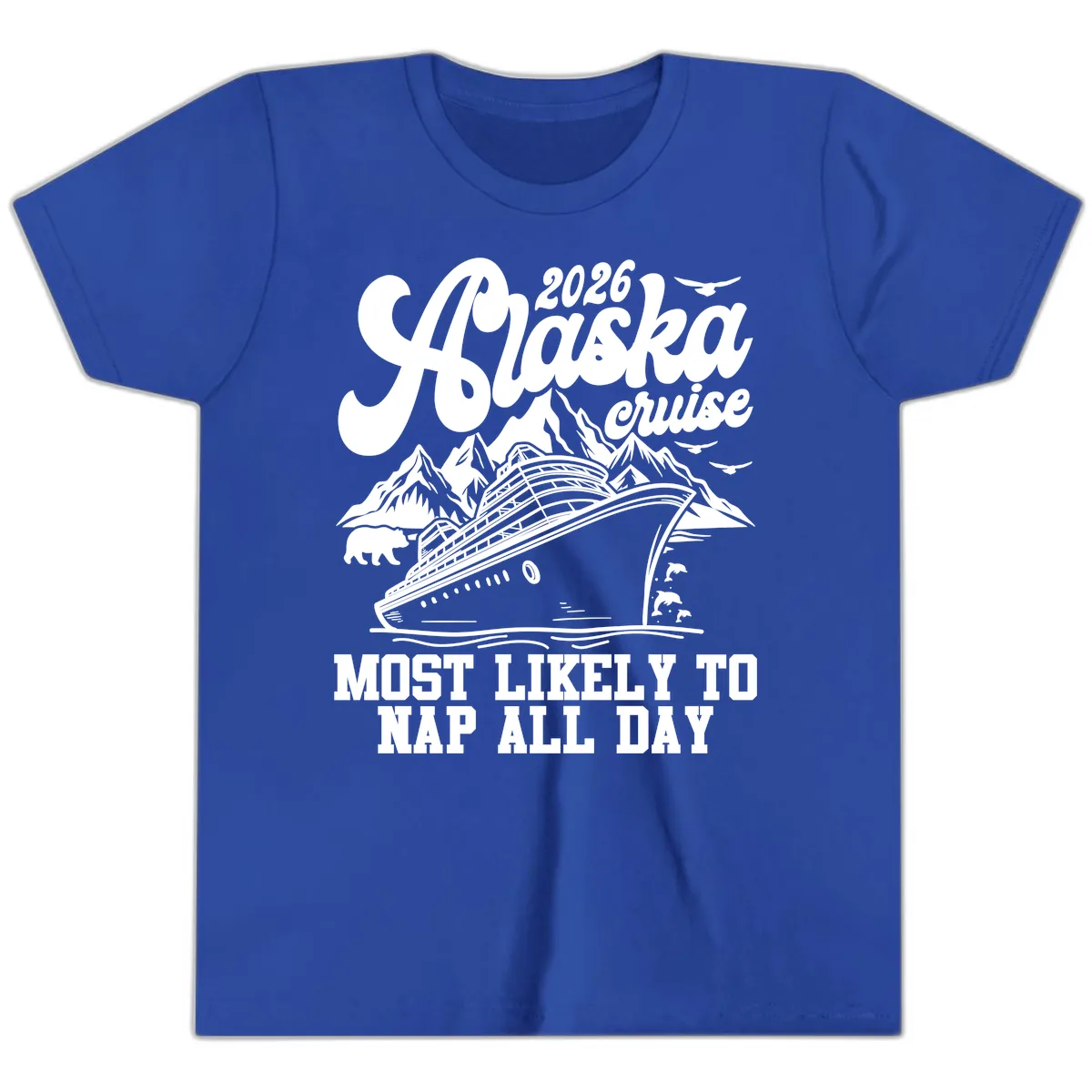 2026 Alaska Cruise Nap Day Scenic Youth T-Shirt in True Royal