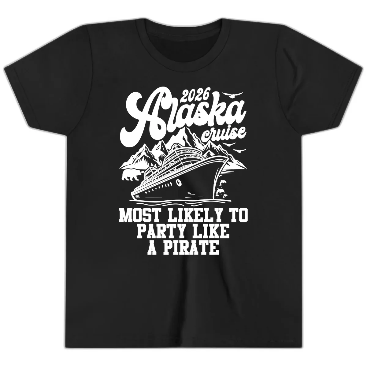 2026 Alaska Cruise Pirate Party Youth T-Shirt in Black