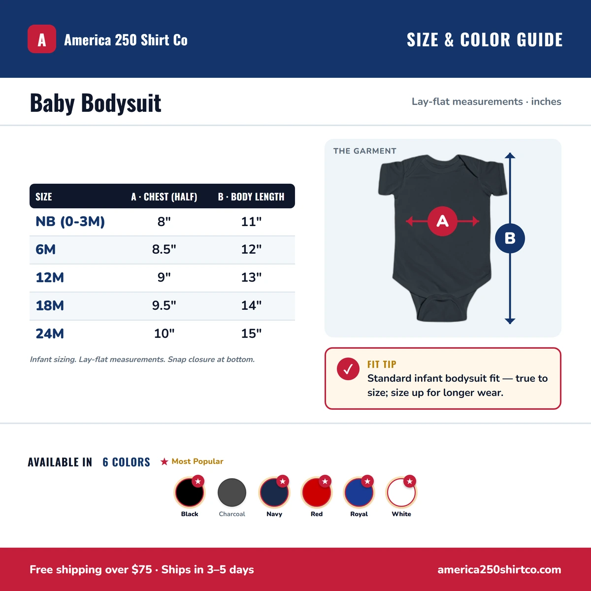 Baby Onesie size & color guide