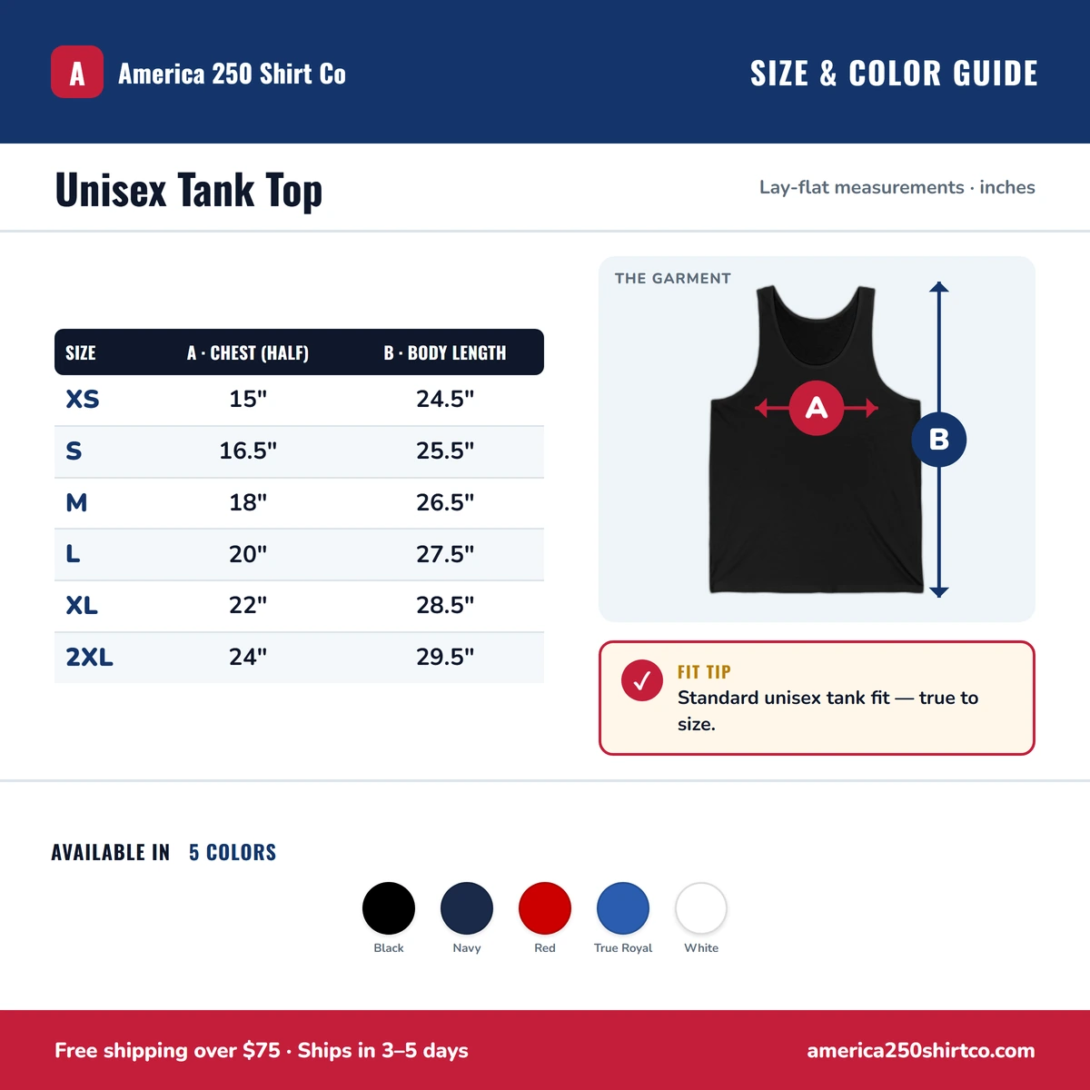 Tank size & color guide