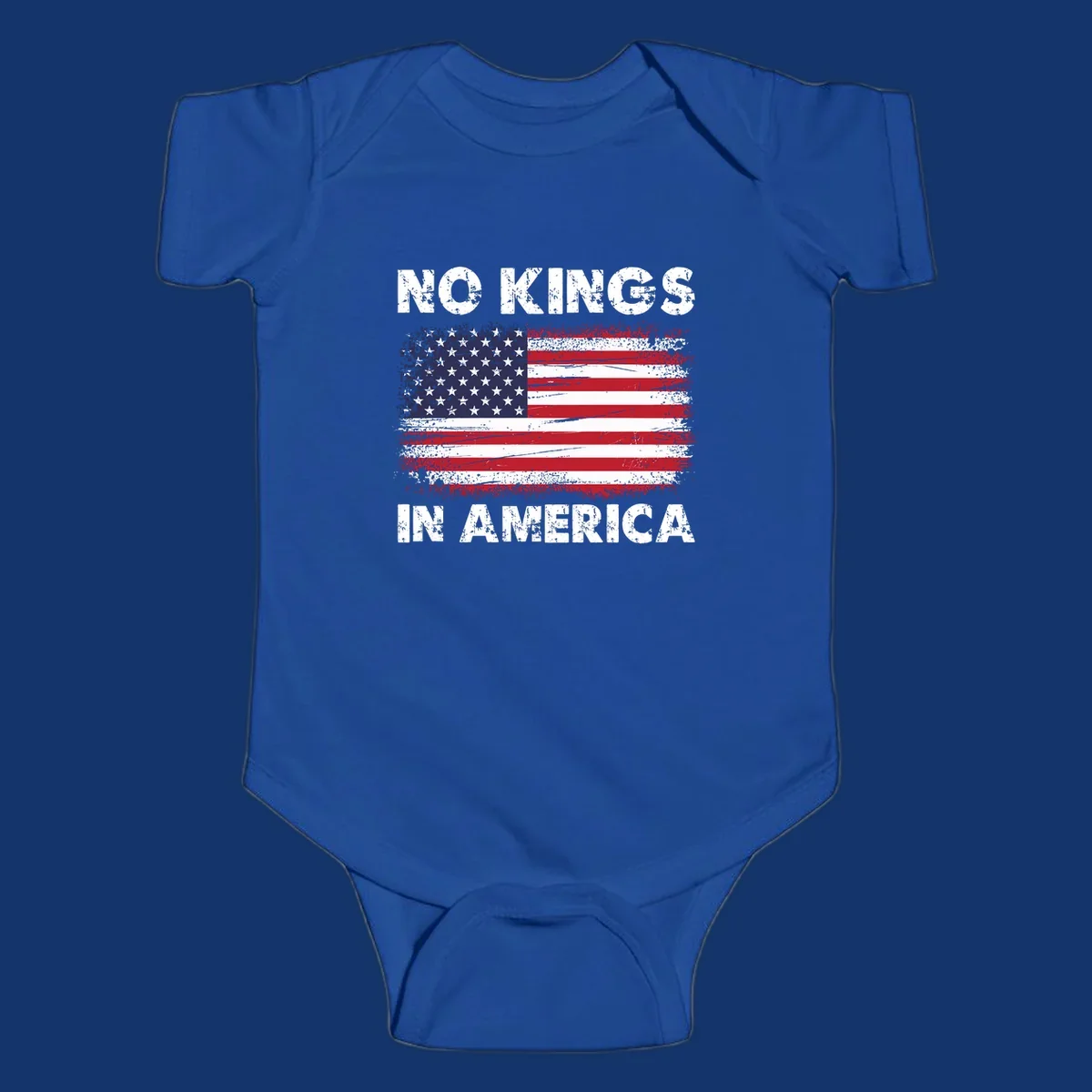 Distressed American flag with 'NO KINGS IN AMERICA' text, a patriotic no-kings-america-flag design.